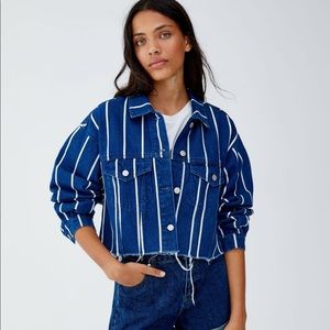 Pull&Bear Stripe Denim Jacket